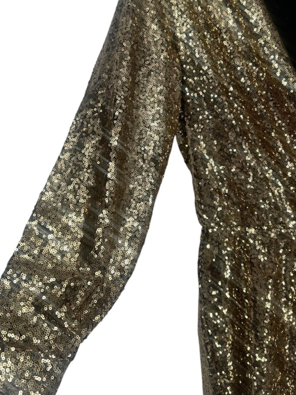 Boutique Style Women’s Gold Sequin Romper Large Long Sleeve New Years Eve Party - Picture 5 of 13